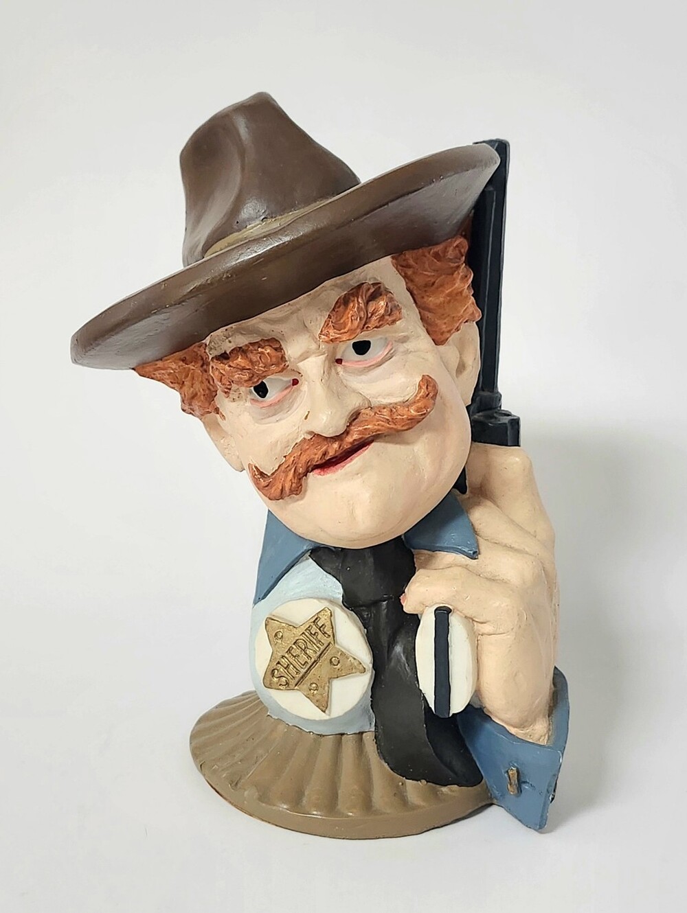 Vintage 1981 Sheriff Deadeye ceramic sculpture by Hal Reed, Made in USA